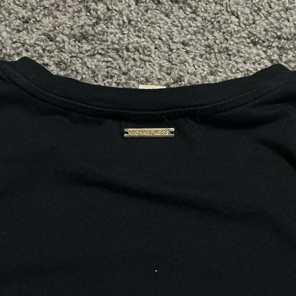 MICHAEL KORS Black Ruched Drawstring Mini T Shirt Dress Comfort Stretch Womens S - Picture 6 of 7